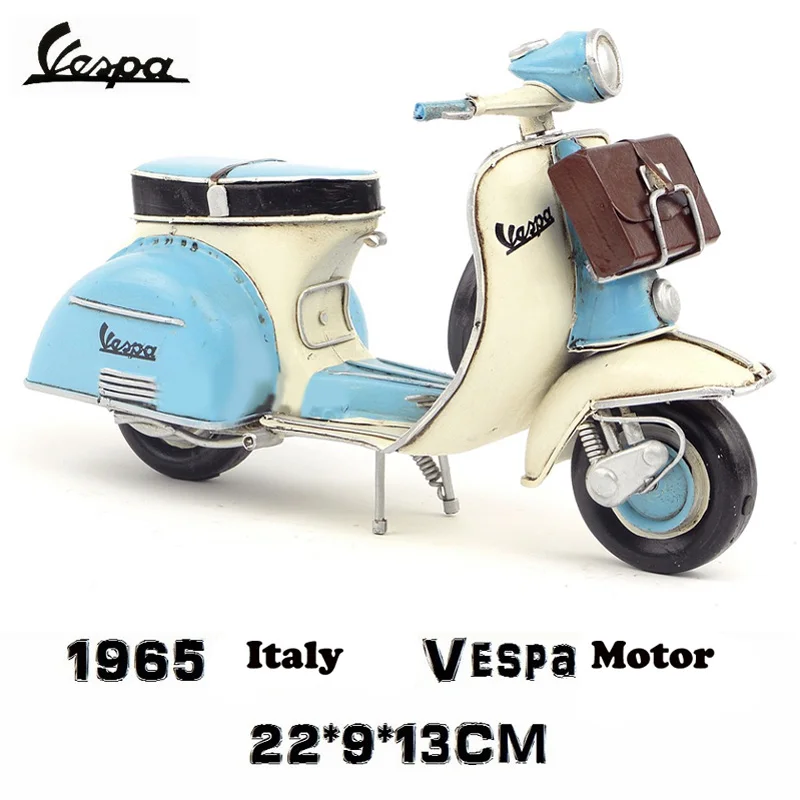 blue with suitcase Vespa модель розовый синий vintag 1955 Италия старый автомобиль металлическая игрушка 2 колеса мотоцикл 1:12 Модель двигателя для bjd Blyth кукла фотография - Цвет: blue with suitcase