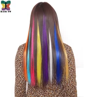 hair sw colored highlight synthetic hair extensions clip in one piece color strips 20 long straight hairpiece for sports fans