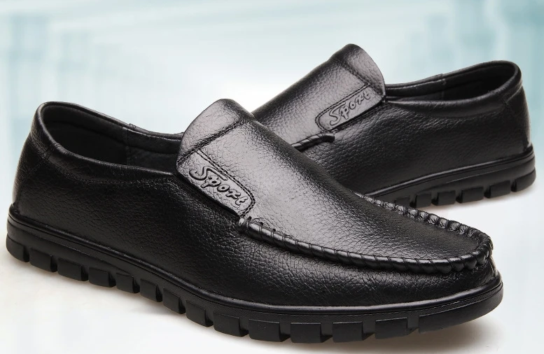 2017 Fashion Men Boat Shoes Loafers Slip on Mens Flats genuine Leather Moccasin black brown casual Man Driving | Обувь