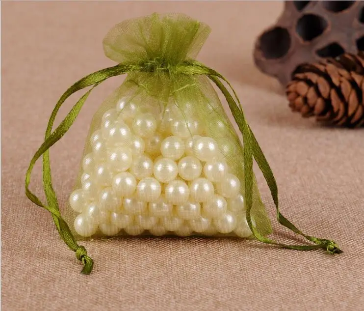 Household 50pcs/lot 7x9 cm Drawable White Small Organza Bags Favor Wedding Christmas Gift Bag Jewelry Packaging Bags Pouches