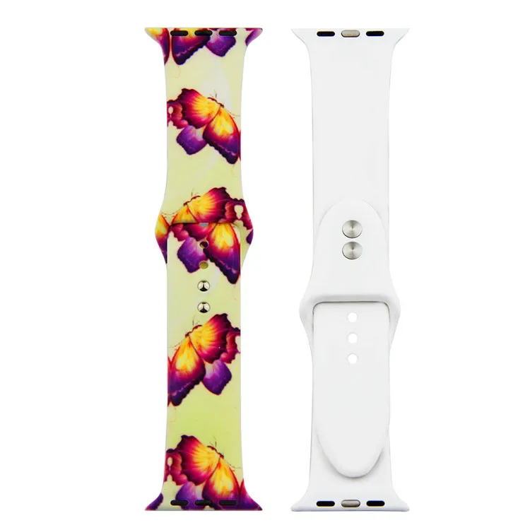 Новый силиконовый ремешок с цветочным принтом для Apple Watch 42 мм 38 спортивный iwatch