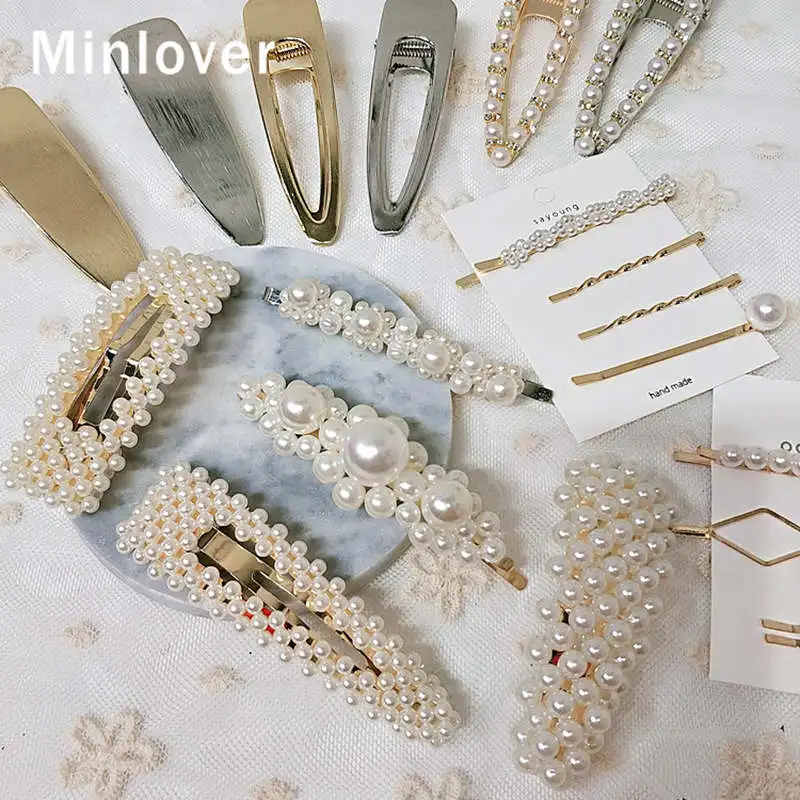 Женские заколки для волос Minlover с искусственным жемчугом простая заколка
