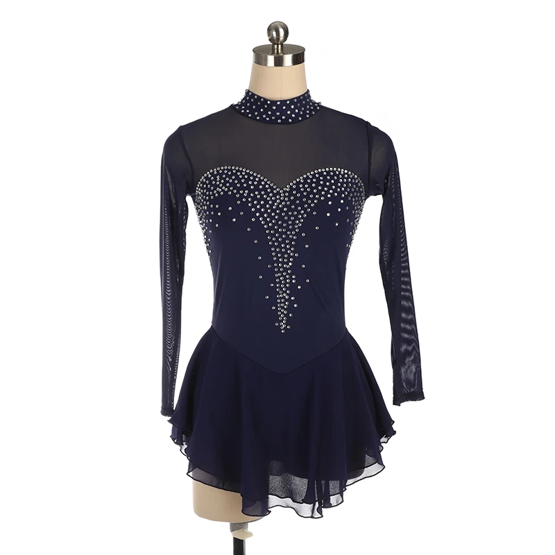 purplish blue Nasinaya синий фигурное катание платье льда юбки для конькобежцев спандекс женщин девушки - Цвет: purplish blue