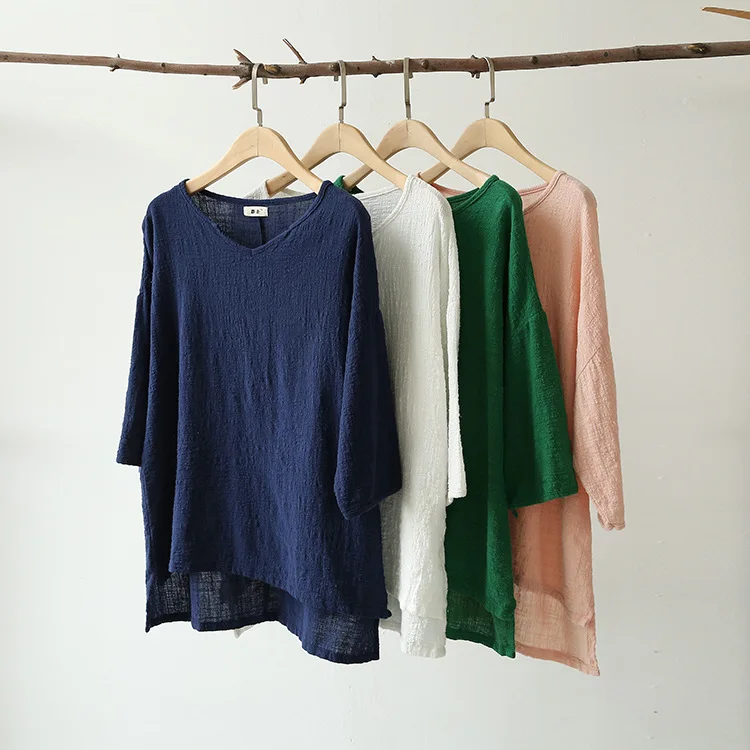 Qaturalan 2017 весенне осенние модные блузки женские пикантные Однотонные с V образным