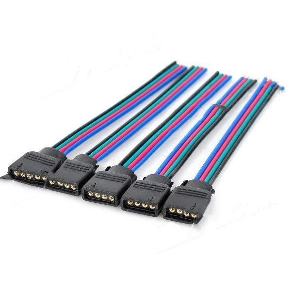 HotGoods LSON 4 Pin Female Connector Cable for 5050 3528 RGB LED Strip Black (5 PCS 10cm)|connector iso|cable beaniecable foil |