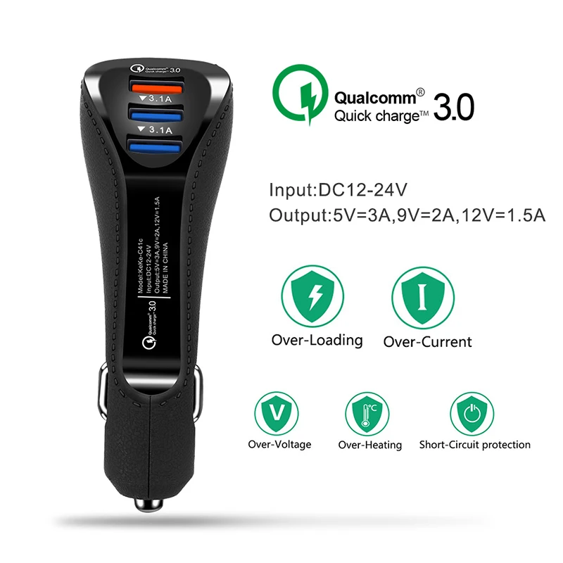 Быстрая зарядка QC 3 0 двойное автомобильное зарядное устройство адаптер