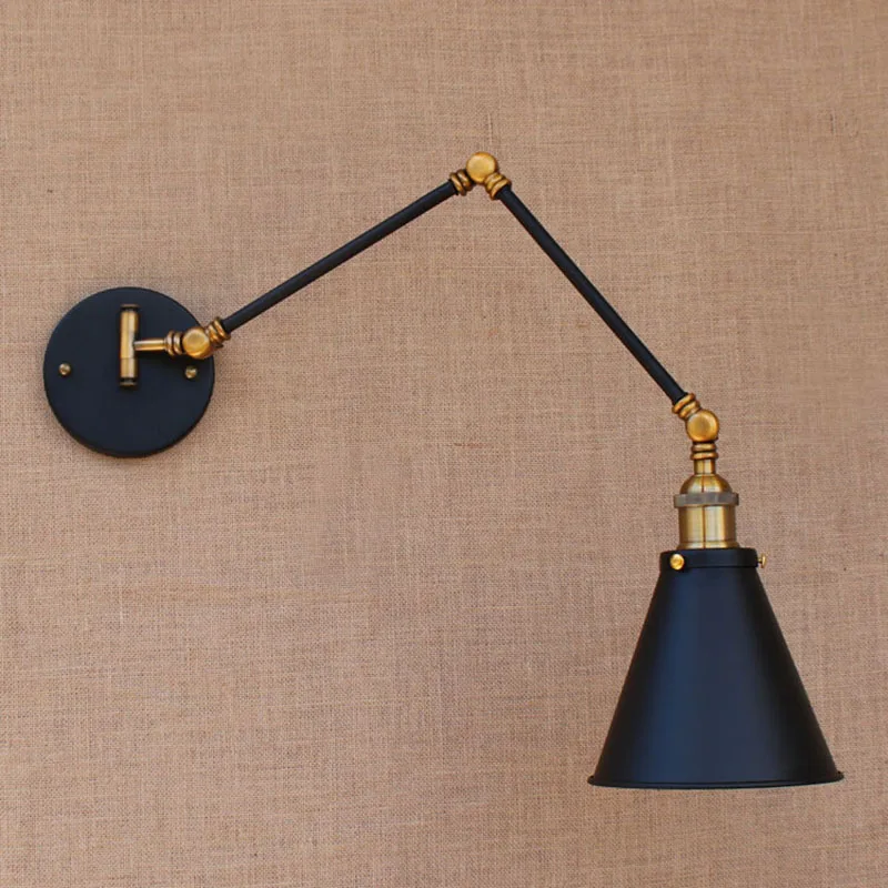 Винтажный настенный светильник e27 в стиле ретро с регулируемой длинной головкой
