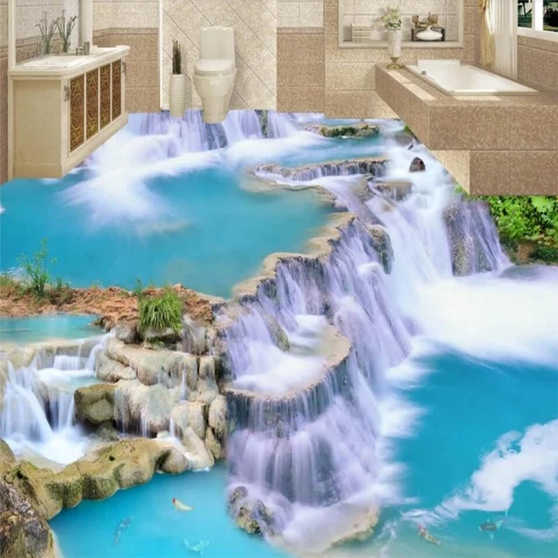 Wellyu индивидуальные Крупногабаритные фрески водопад бегущая вода богатство 3D Пол