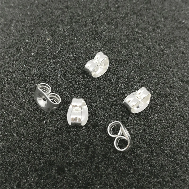 Silver 100 шт./лот, жесткие серьги из нержавеющей стали, задняя часть, Бабочка, задняя часть, серьги-гвоздики, кепка для ухода, женские серьги, сделай сам, ювелирное изделие, Шпилька для ушей - Цвет: Silver