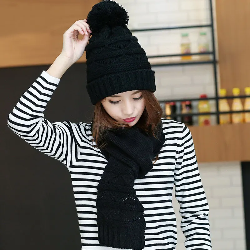 Вязаная шапка и шарф в Корейском стиле 6 цветной головной убор SH157 - купить по