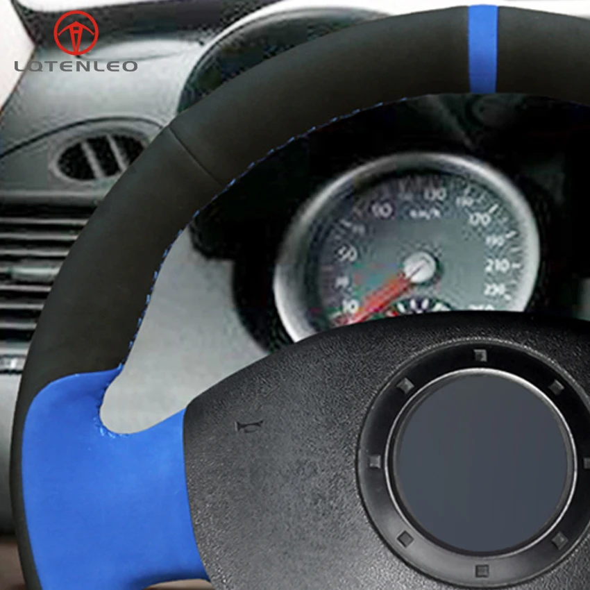 LQTENLEO черный синий замша DIY Автомобильный руль Крышка для Renault Megane 2 2003-2008 Kangoo 2008-2012 Scenic 2 2003-2010