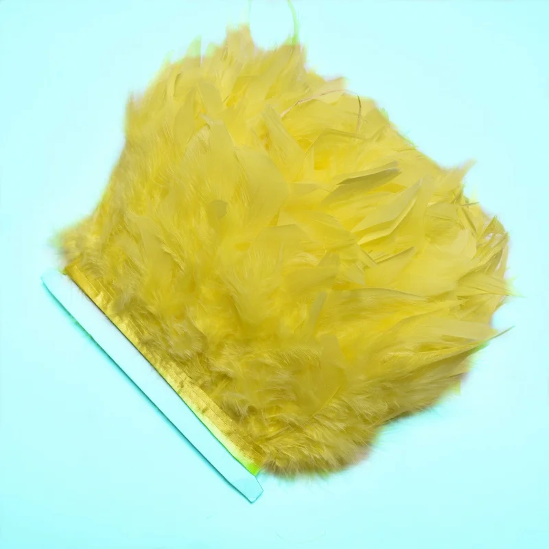 yellow 1 м/лот, черные пушистые перья индейки, отделка, бахрома, 10-15 см, окрашенная лента с перьями марабу, сделай сам, праздничная одежда, платье, Шлейфы - Color: yellow