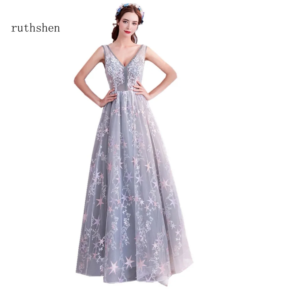 Ruthshen 2018 Модные Формальные платья с v-образным вырезом длиной до пола для