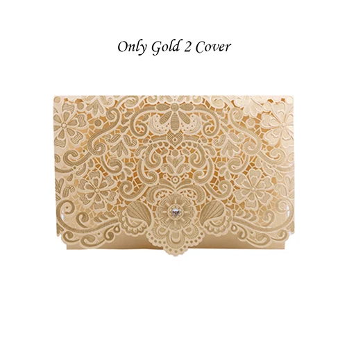 Only Gold 2 Cover 100 шт золотые, белые, синие, красные конверты с лазерной огранкой, роскошные свадебные пригласительные открытки с цветочным рисунком, кружевные конверты с принтом, украшения для свадебной вечеринки - Цвет: Only Gold 2 Cover