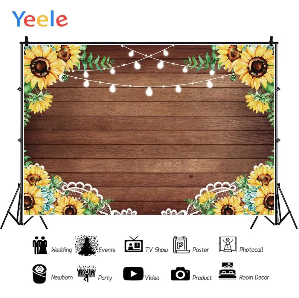 Фоны Yeele для портретной фотосъемки с изображением деревянной доски подсолнухов и