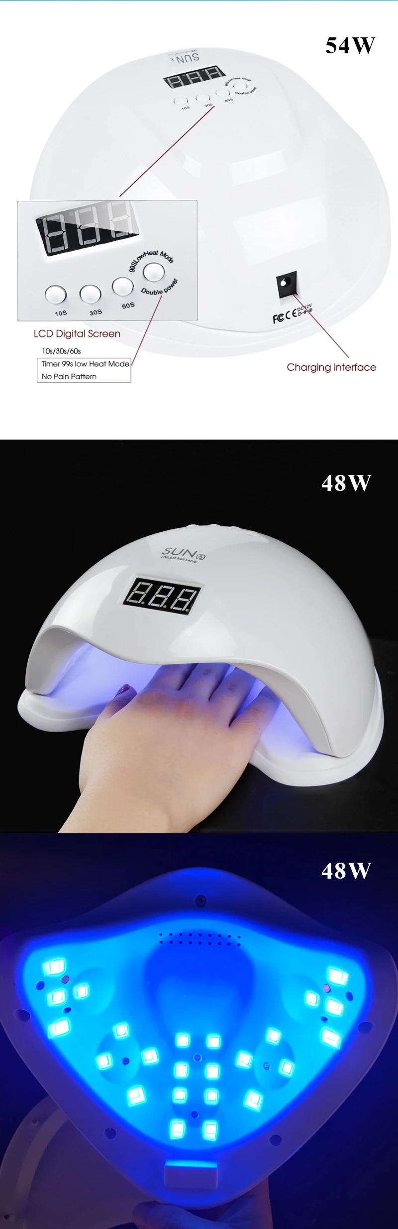 Умная УФ/Светодиодная лампа для сушки ногтей SUN54W фототерапия ногтей Гель-лак отверждения лампа профессиональный маникюр педикюр