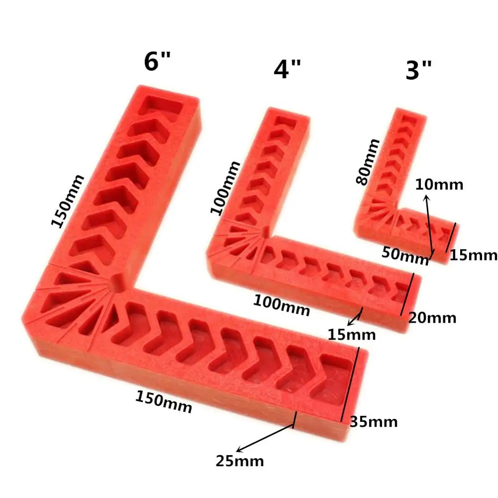 3inch4inch6inchX1set Прямоугольный локатор " 4" " Столярный прямоугольный линейка помощь позиционирования инструмент пластиковый квадратный угол линейки измерительные инструменты HY24 - Цвет: 3inch4inch6inchX1set