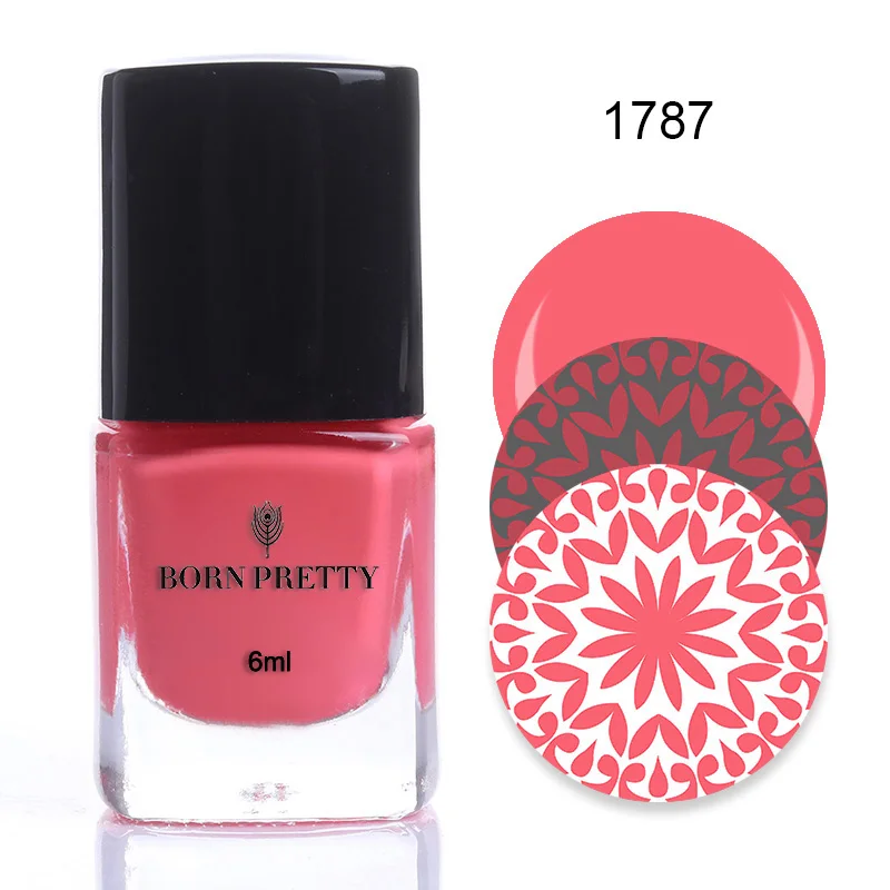 BORN PRETTY 6 мл стемпинг ногтей Покрытие красочный лак Пластина Печать лак 24 Цвета Маникюр масло для тиснения - Цвет: Color 1787