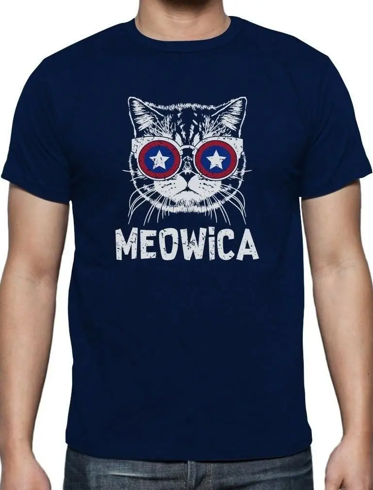Meowica Америка Патриот Кот 4 июля футболка независимая с короткими рукавами