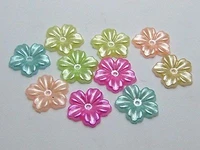 200 mixed color pearl flower beads 12mm flatback center hole sew on beads craft