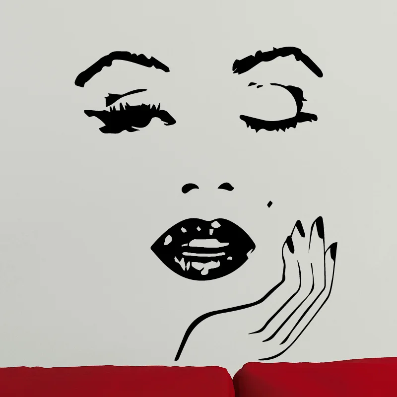 

Free Shipping Beautiful Face Wall Sticker Fashion Decal Creative Decoration Wall Decal Removable Vinyl Art Sticker Home Decor