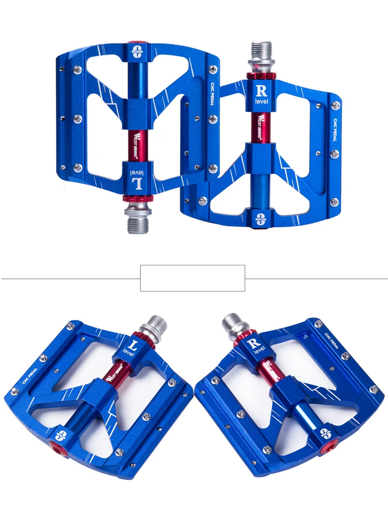 WEST BIKING Ultralight 3 подшипники велосипедные педали с ЧПУ дорожные горный велосипед педали анти-скольжения Велоспорт герметичный Подшипник велосипедные педали