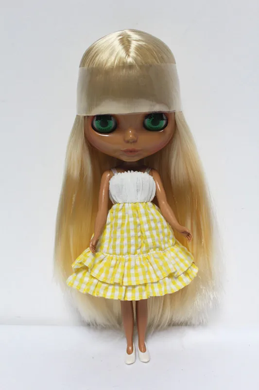 Кукла Blygirl Blyth к золотая прямые волосы телесная кукла 338BL089 обычное тело 7 суставов