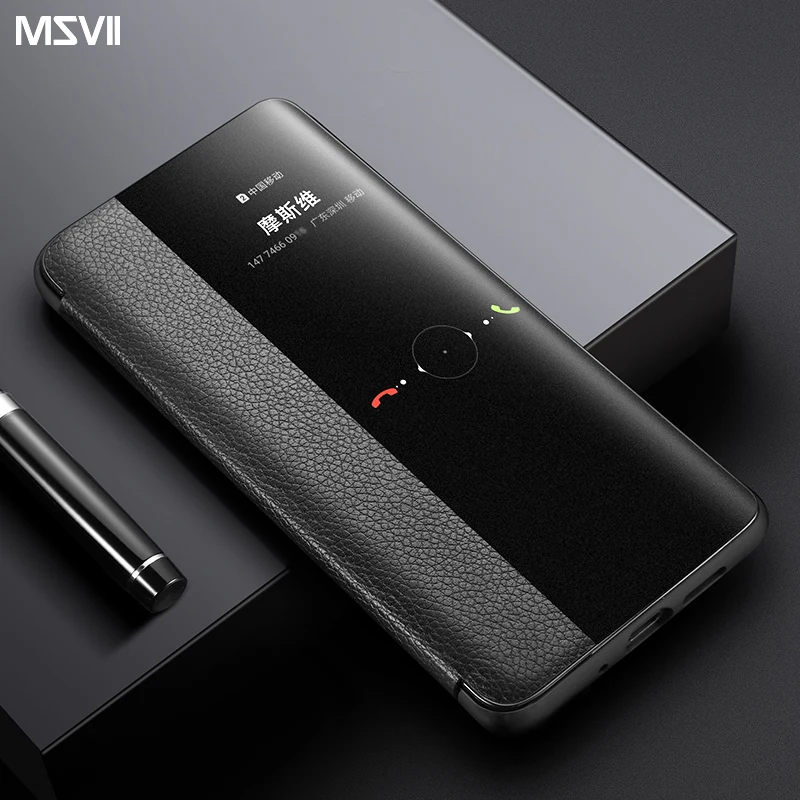 Msvii зеркальный умный флип чехол для huawei P30 Pro кожаный защитный ударопрочный