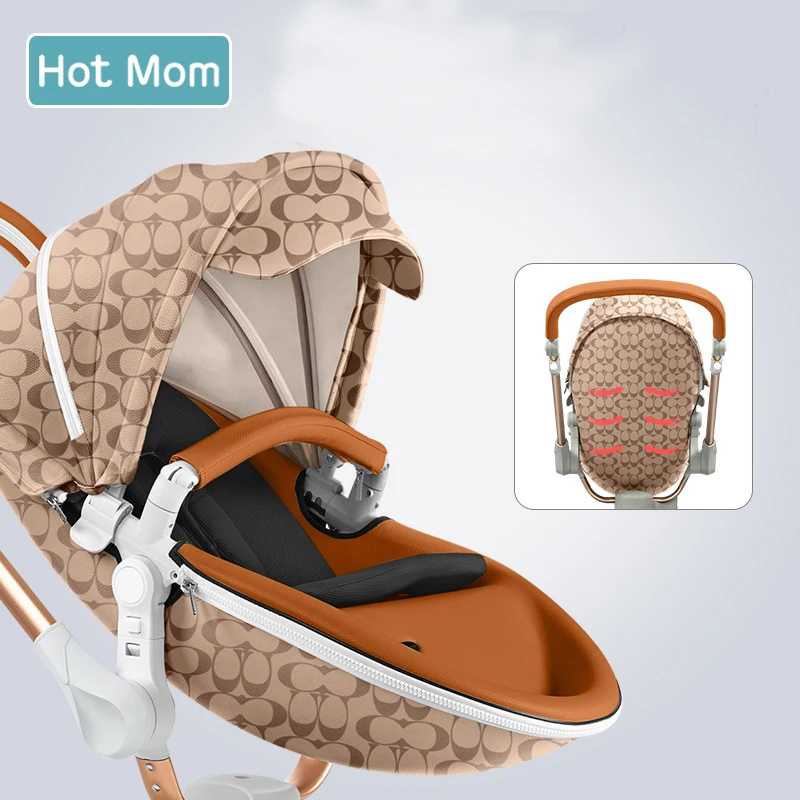 Hotmom детская коляска 2в1 экологическая кожа четыре колеса амортизация Россия