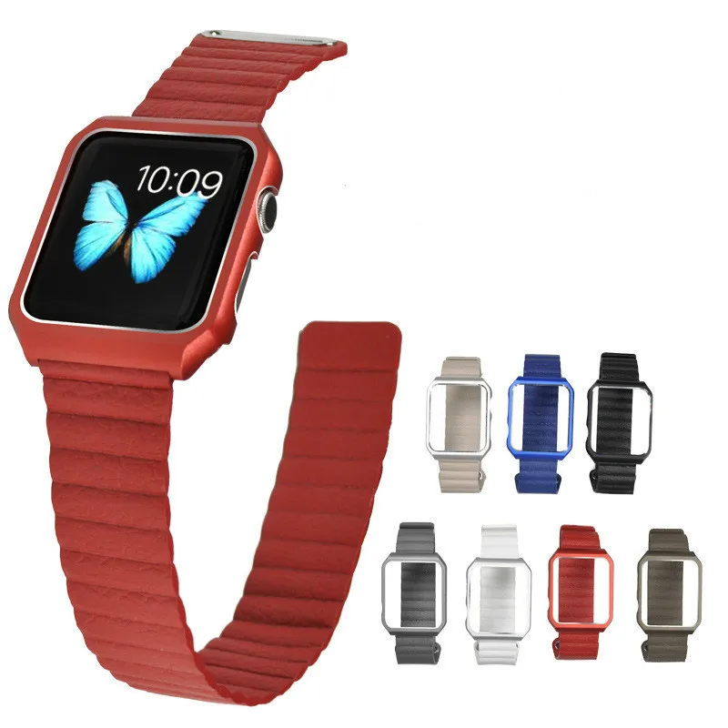 Высокое качество кожа Смотреть Band ремешок с случае костюм для Apple Watch Iwatch 1/2/3