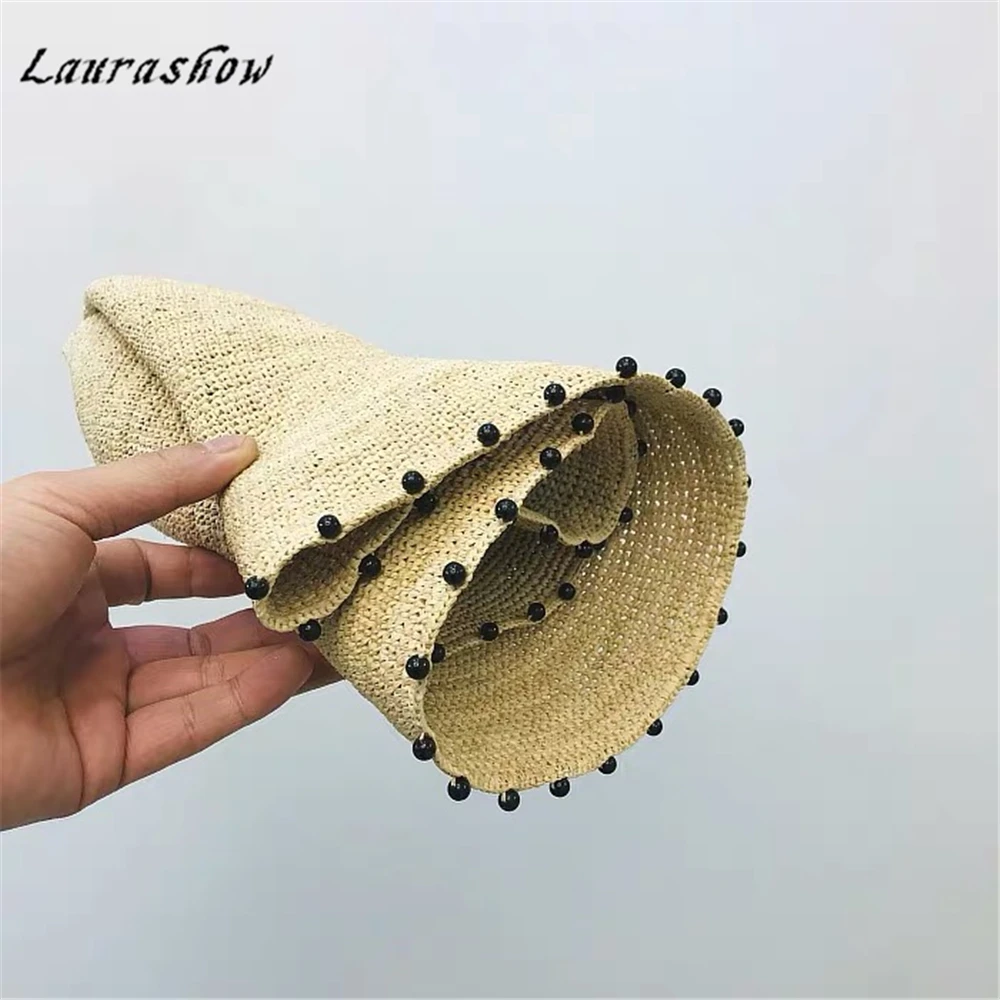 Laurashow 2019 большой край дамы летние соломенные из пальмового волокна шляпа для