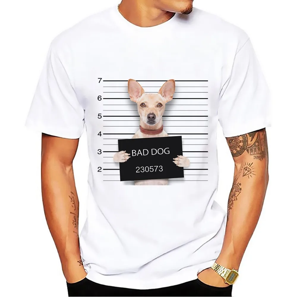 Футболка мужская с забавной надписью bad evil dog Be arrested повседневная креативная