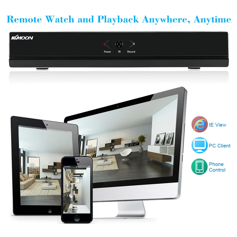 Цифровой видеорегистратор KKmoon 4-канальный AHD H.264 HDMI1080P P2P Onvif для системы
