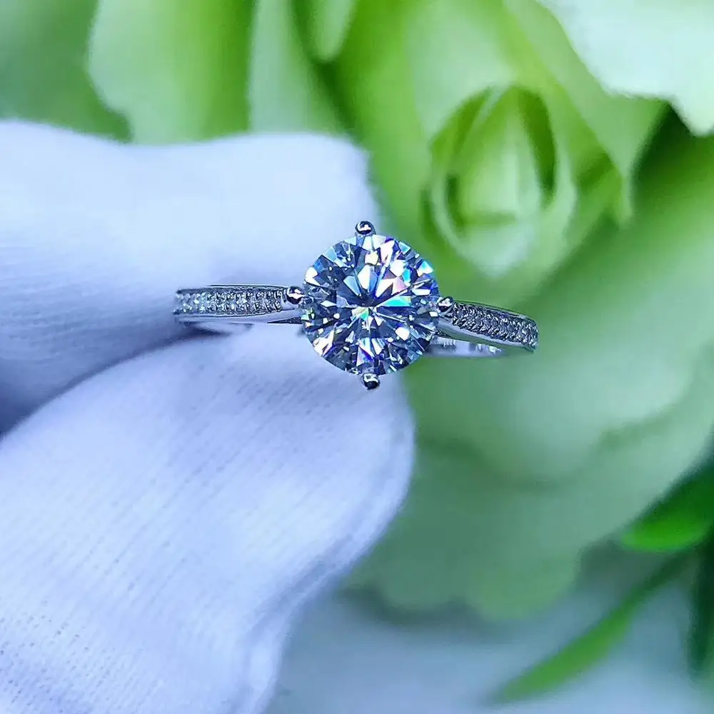 Круглое серебряное моиссанитовое кольцо 1ct D VVS роскошное Weding для женщин |