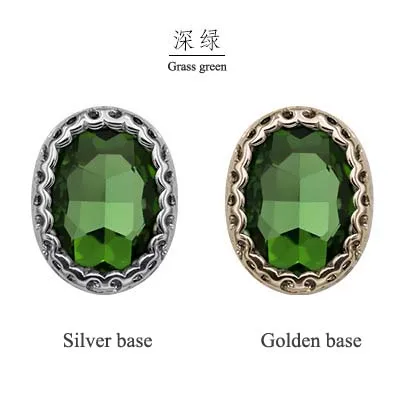 Grass green 10x14 мм овальной формы высокого качества плоские стеклянные кристаллы стразы, форма птичьего гнезда основа пришить камни для ювелирных аксессуаров - Цвет: Grass green