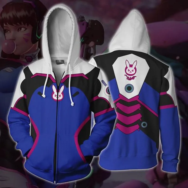OW D. VA Dva Толстовка Косплей костюмы игра 3D толстовки свитер аниме мультфильм с капюшоном dva для мужчин женщин пальто куртки размера плюс