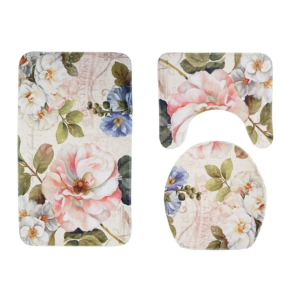 flower Zeegle коврик для душевой комнаты, коврик для ванной, коврик для туалета, коврики для ванной комнаты, мягкое сиденье для унитаза, крышка для унитаза, коврик для ванной, набор ковров для ванной комнаты - Цвет: flower