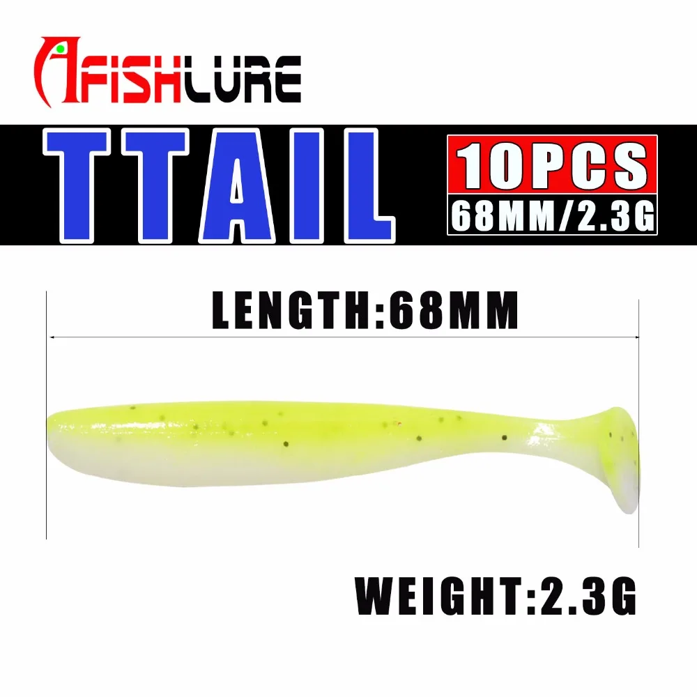 10 шт. Easy Shiner от Мягкая приманка 68mm2.3g t хвост рыболовные приманки Шад Пластик