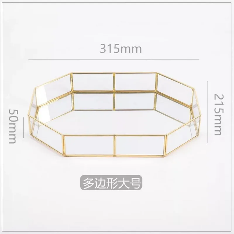 Золотые стеклянные лотки для хранения скандинавский органайзер макияжа поднос
