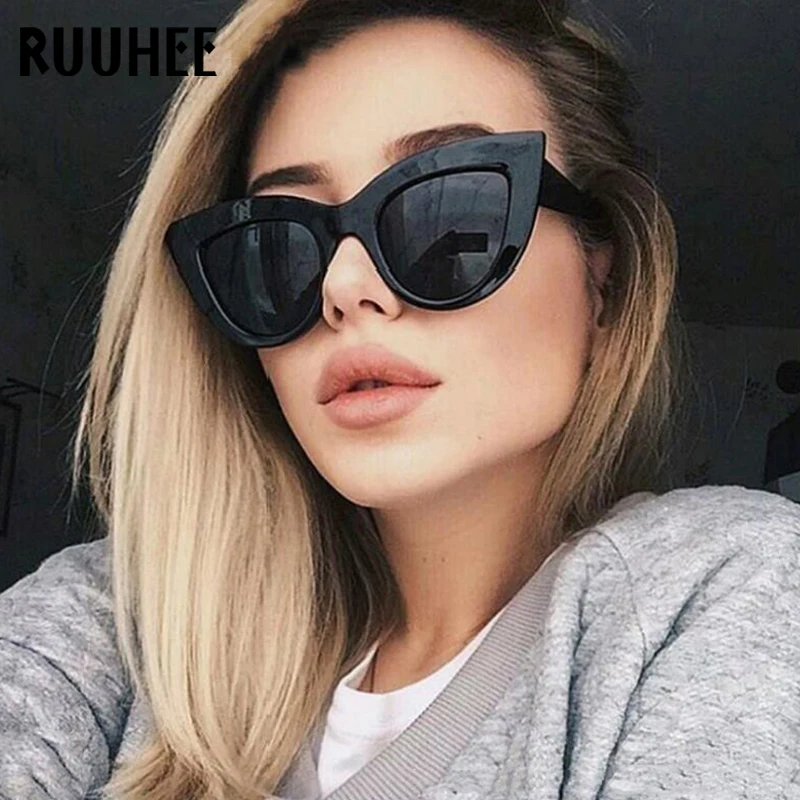 RUUHEE кошачий глаз женские солнцезащитные очки мужские винтажные очки вождения солнцезащитные очки Защита леопардовые солнцезащитные очки разных цветов