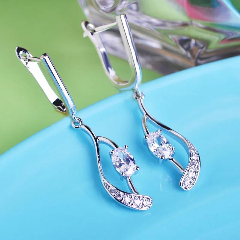 Топ Дизайн Синий Кристалл Висячие серьги AAAA + циркония угол глаза пирсинг уха