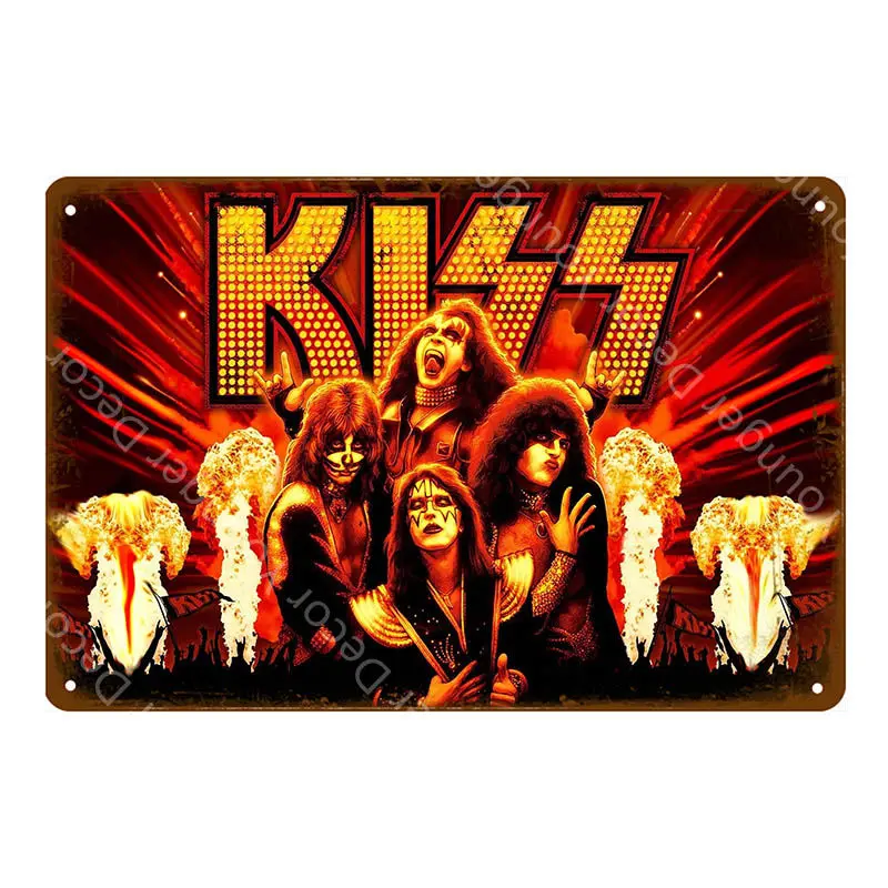 YD6510F Музыка рок винтажные металлические знаки плакат Kiss Band табличка настенные стикеры украшение дома Классическая Роспись Тарелка бар клуб Декор - Цвет: YD6510F