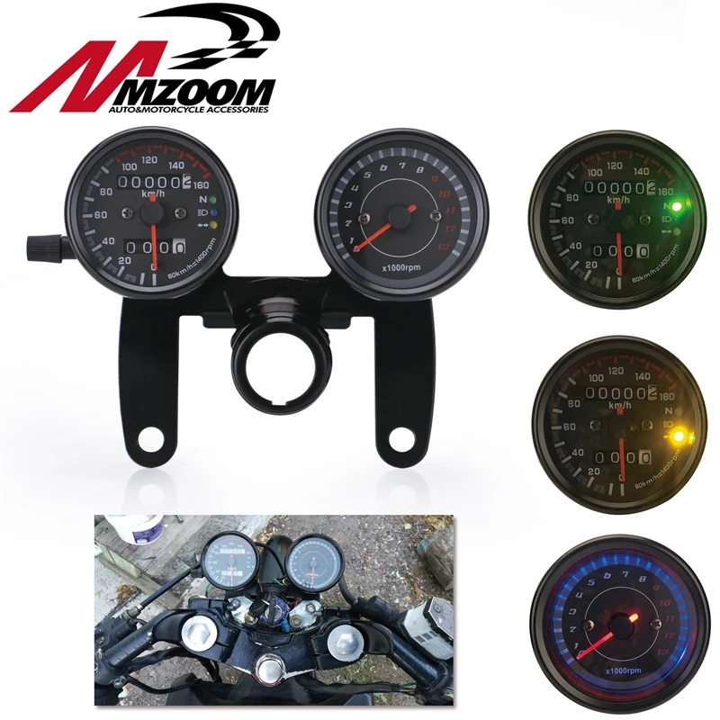 

Universal Motorcycle Speedometer Odometer Motorfiets Snelheidsmeter Kilometerteller Gauge 0 ~ 160 km/h 13000 rpm LED Instrument