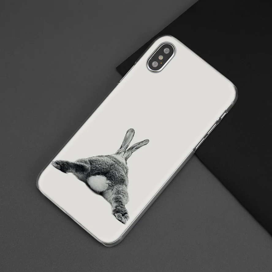 Чехол с изображением животных для iPhone XS Max XR X 10 7 7S 8 6 6S Plus 5S SE 5 4S 4 5C прозрачный жесткий 11 чехол для телефона милый белый кролики