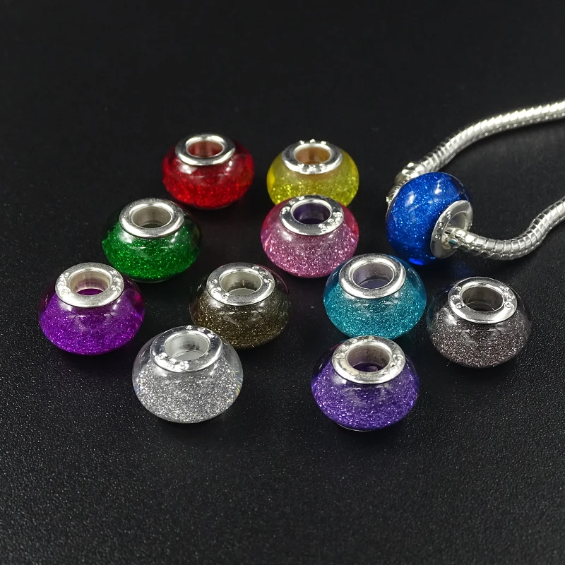12 шт./лот свободные бусины из смолы подходят для браслетов Pandora с подвесками и