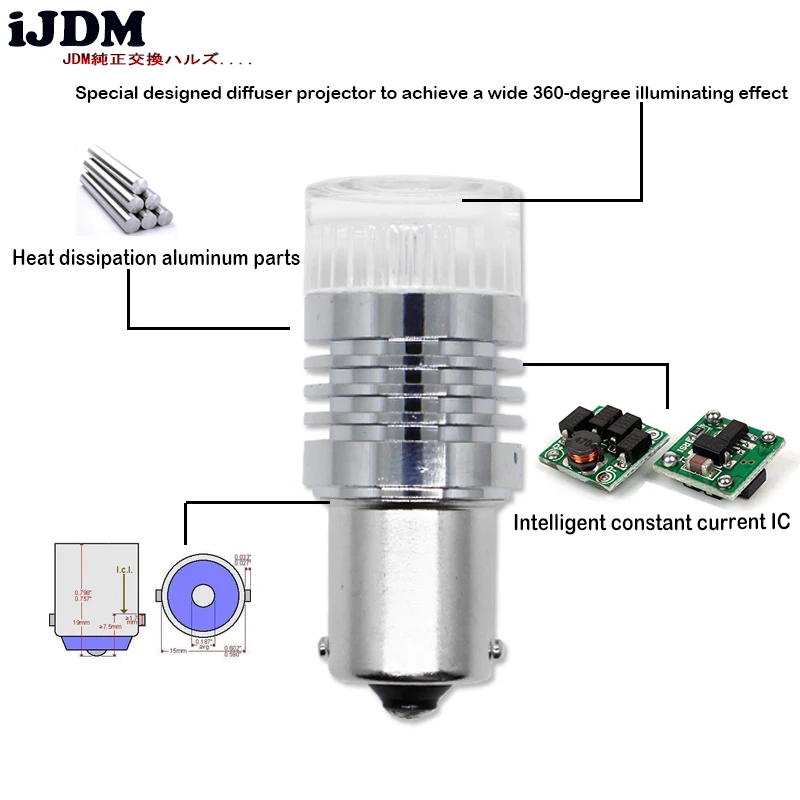 IJDM P21W 1200 люменов супер яркие чипсеты 1156 7506 BA15s s25 светодиодные лампы для тормоза