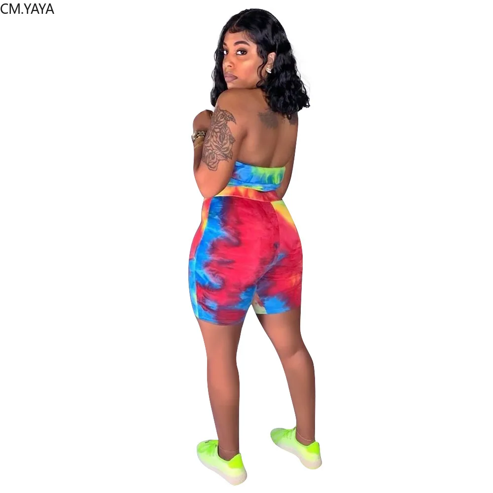 2019 Women summer new tie dye galaxy print halter v-neck sexy crop top shorts suit two piece set sporty tracksuit outfit GLL6036 | Женская