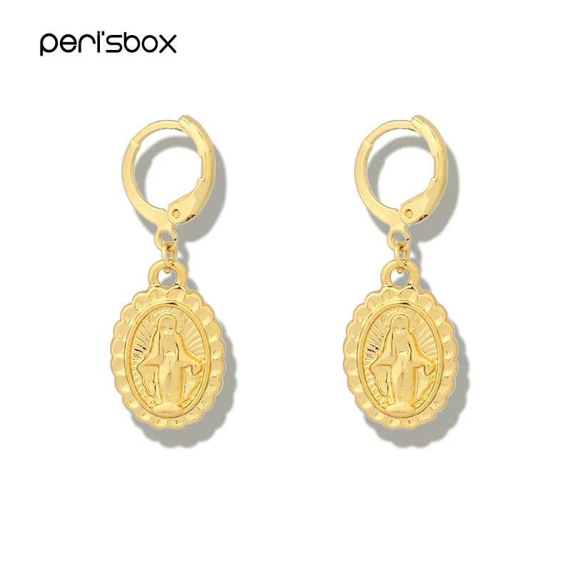 Женские серьги кольца Дева Мэри Peri'sbox маленький золотого цвета минималистичные
