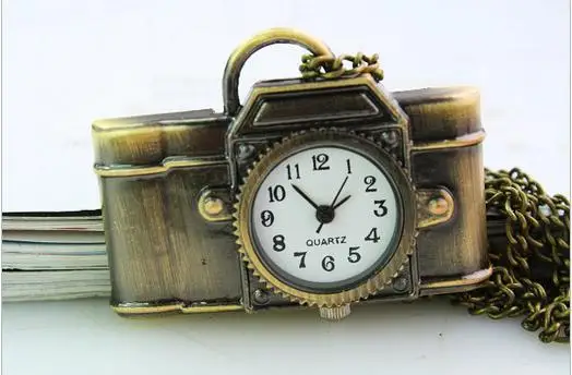 

10 pcs/lot bronze antique camera Quartz pocket watches necklace fashion Jewelry pendants