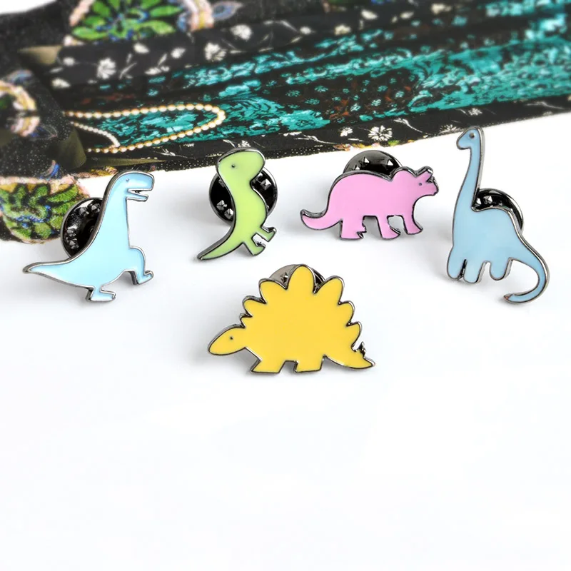 Dinosaur pins Colorful Cute Brooches Yellow Spinosaurus Enamel Pins Lapel brooches Badge Jewelry Backpack Gift for kids | Украшения и
